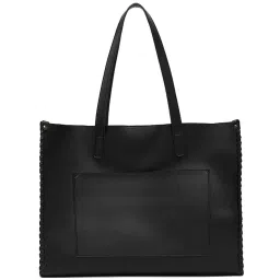 Miraggio Black Solid Large Tote Handbag image 1