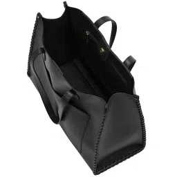 Miraggio Black Solid Large Tote Handbag image 4