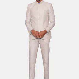 Wintage Men Beige Solid Single-Breasted Two-Piece Suits image 5