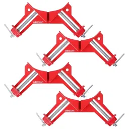 TileMaster Adjustable Corner Clamp Set 90° 70 mm Throat Depth 7.5 cm Clamping Die-Cast Aluminum Red, TM-28 (Set of 4)-image-59