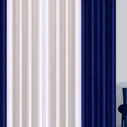 BELLA TRUE White & Blue 4 Pieces Long Door Curtains image 1