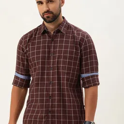 Parx Slim Fit Tartan Checks Opaque Pure Cotton Casual Shirt-image-42