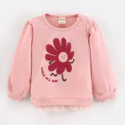 Bonfino Cotton Full Sleeve Sweatshirt Floral Print - Peach-image-57