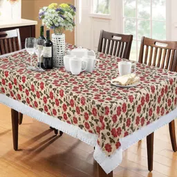 Dakshya Industries PVC Waterproof 6 Seater Dining Table Cover - Beige-picture-36