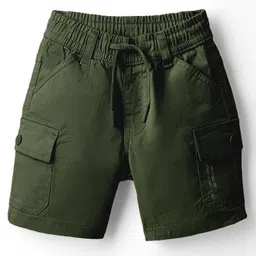 Ruff Cotton Woven Above Knee Length Solid Coloured Bermuda Short With Side Pockets - Olive Green-image-78
