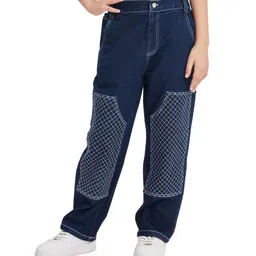 Olele Cotton Denim Woven Thread Work Embroidered Jeans - Blue-picture-13