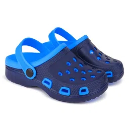BERSACHE Colour Blocked Perforated Slingback Clogs - Blue-picture-12