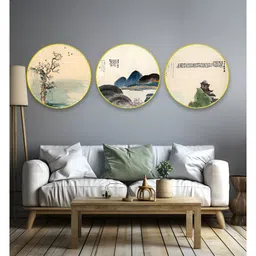 The Castle Decor 3 Piece Brown & Green Floral and Botanical Wooden Wall Art-picture-28