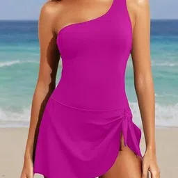 Toomley Women One Shoulder Sleeveless Swim Bikini Set With Skirted Bottom-picture-37