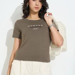 Honey by Pantaloons Women Typography Printed Round Neck Short Sleeve Pure Cotton Crop Top-picture-28