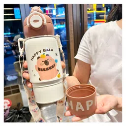 SCHOOLISH Cartoon Kids Double Drinking Large Capacity 480ml Bottle For Gym School Children Cute Vacuum Insulated 316 Stainless Steel Sport Water Bottle - PACK OF 1 - COLOR MAY VARY image 4