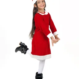 Itsmycostume Christmas Theme Full Sleeves Mrs Claus Costume Set - Red & White image 4