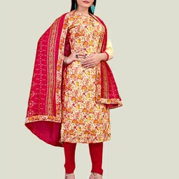 Maroosh Floral Printed Chanderi Unstitched Dress Material image 5