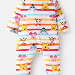 babyhug disney Babyoye Disney Interlock Knit Full Sleeves Footed Sleep Suits With Winnie & Friends Graphic Pack Of 2 - White & Light Blue image 5