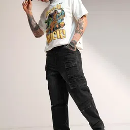 HIGHLANDER Men Mid-Rise Baggy Cargo Styles Jeans image 4