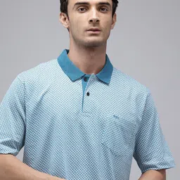 ColorPlus Geometric Printed Polo Collar Drop-Shoulder Sleeves Pure Cotton Comfort T-shirt-picture-31