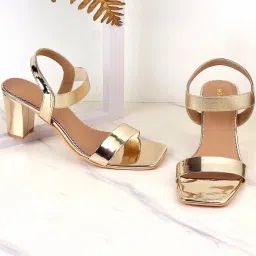 Mochi Women's Gold Ankle Strap Sandals image 1