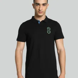 Puma Black Cotton Regular Fit Printed Polo T-Shirt image 1