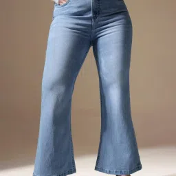 Miss Chase A+ Blue Denim Solid High Rise Jeans image 1