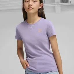 Puma Girls Purple Cotton Solid T-shirts image 1