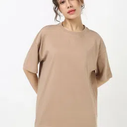 Bewakoof Brown Solid T-Shirt image 1