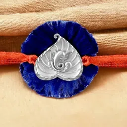 Rihi by P.C. Chandra Jewellers Ganesh In Heart Rakhi In Blue for Men & Boys image 1