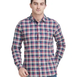 United Colors of Benetton Grey & Blue Cotton Slim Fit Checks Shirt image 1