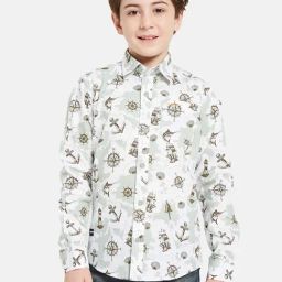 Octave Kids Olive Printed Full Sleeves Shirt-picture-30