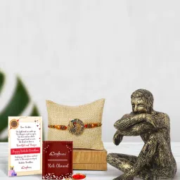 eCraftIndia Assorted Gold Rakhi with Man Showpiece image 1