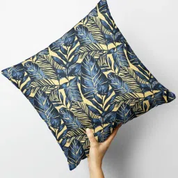 Bianca Geometric Navy Blue & Gold Microfibre Cushion Cover image 1