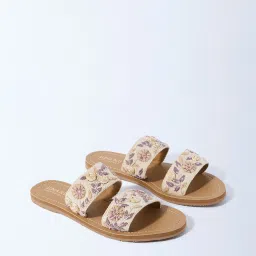 LUNA BLU by Westside Lilac Floral Embroidered Slides image 1