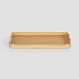 Pure Home and Living Gold Faux Leather Round Edge Rectangular Platter image 4