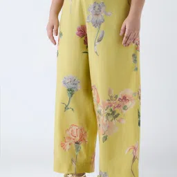 Diza by Westside Yellow Floral Printed Ethnic Pants image 1