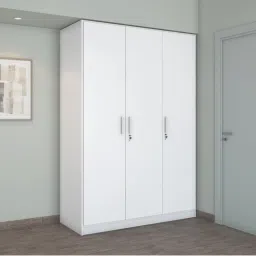 Nilkamal Max Frosty White Engineered Wood 3 Door Wardrobe image 1