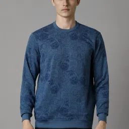 Louis Philippe Navy Cotton Regular Fit Printed Sweatshirt image 1