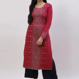 Rangriti Pink Printed Straight Kurta-image-55