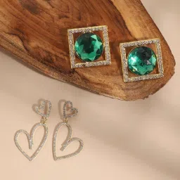 Sohi GoldPlated Stud & Drop Earrings Combo image 1