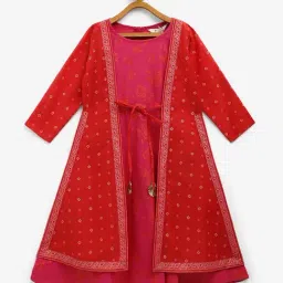 Ahalyaa Kids Pink Printed Dress-image-11