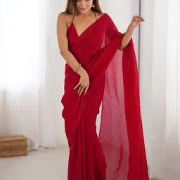 Saree Mall Pink Satin Self Saree with Blouse Piece-picture-10