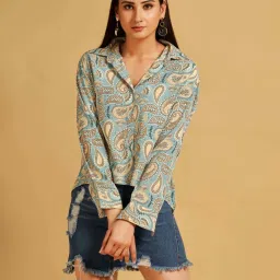 House of Mira Green Printed Shirt image 1