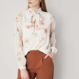 Code by Lifestyle Off-White Printed Top image 1