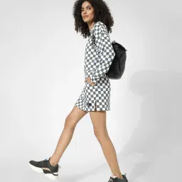 Only White & Grey Cotton Checks Skirt image 4