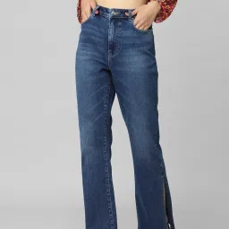 Only Blue Cotton Flared Fit High Rise Jeans image 1