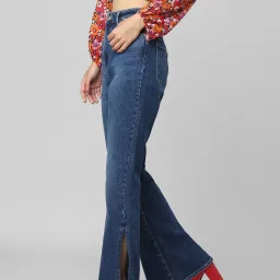 Only Blue Cotton Flared Fit High Rise Jeans image 3