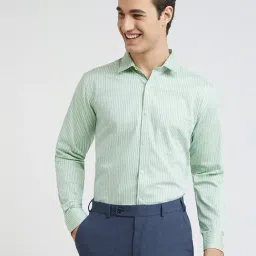 Park Avenue Mint Green Slim Fit Check Cotton Shirt-picture-28