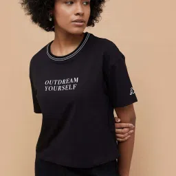 KAPPA Black Cotton Printed Sports T-Shirt image 1