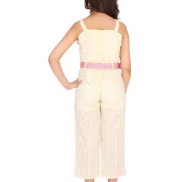 Cutecumber Kids Yellow Checks Jumpsuit with Belt image 2