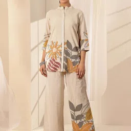Libas Off White Regular Fit Floral Print Kurta Set image 1