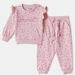 R&B Kids Pink Floral Regular Fit Sweatshirt & Joggers Set-picture-14
