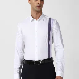 Van Heusen White Cotton Slim Fit Printed Shirt image 1